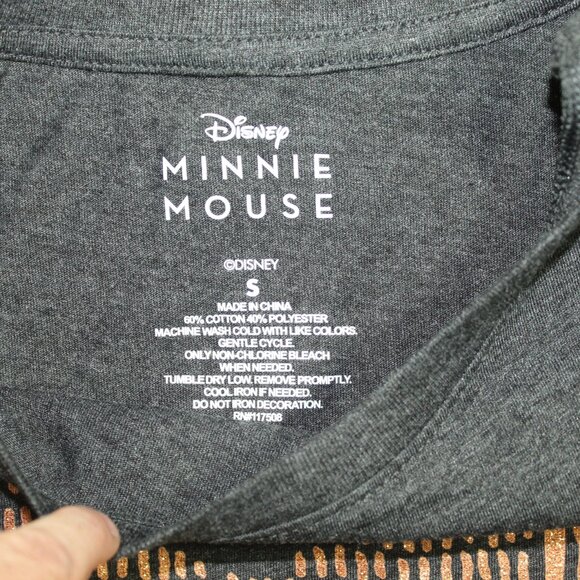 NWOT Disney Minnie Mouse Gray And Metallic Rose Gold Short Sleeve Shirt Small - Picture 5 of 6